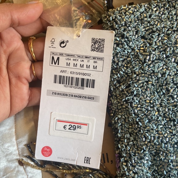 Zara Women Beaded Handbag with Fringes 👜 - Picture 7 of 9